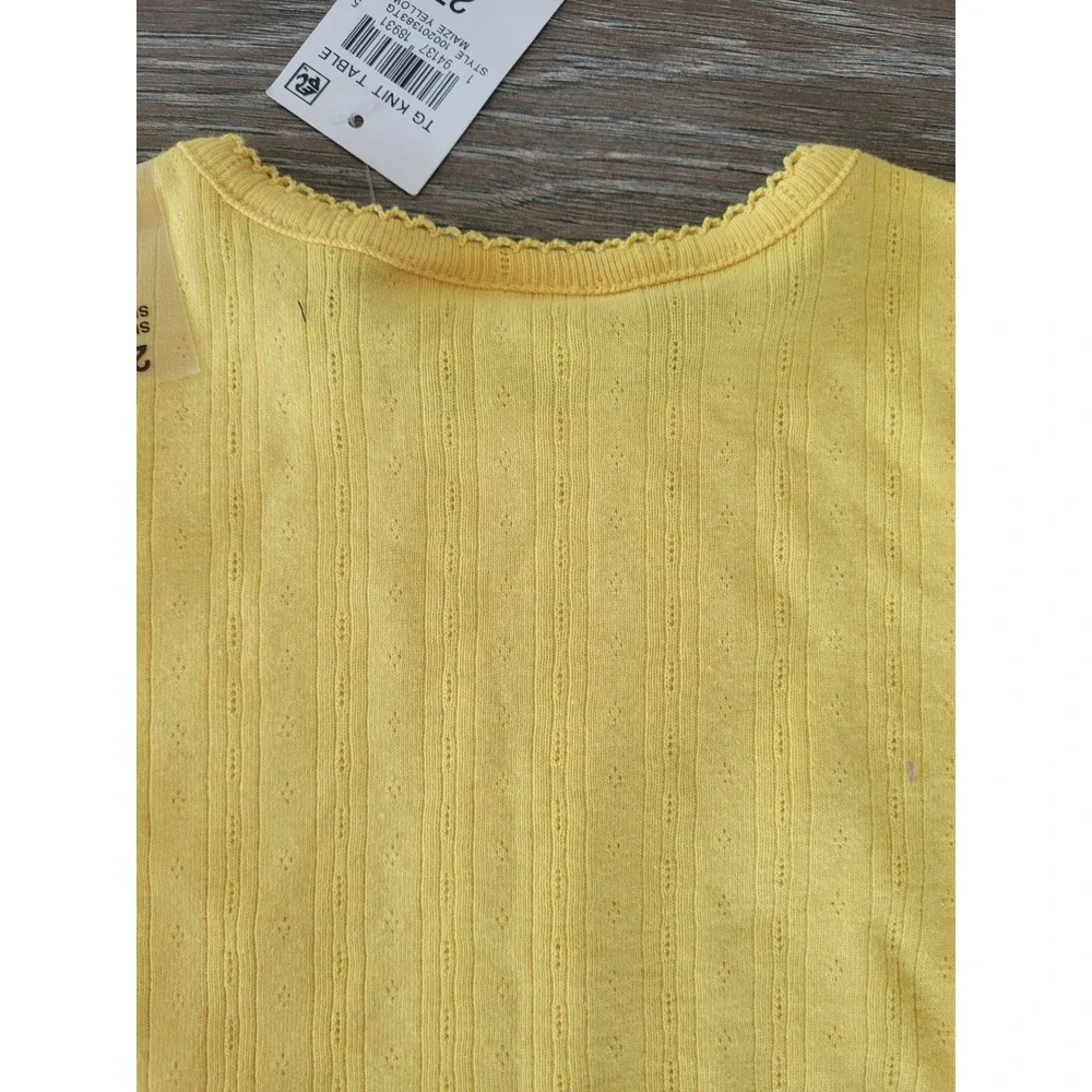 Epic Threads Girls 2T Maize Yellow Pointelle Strawberry Short Sleeve Top NEW #8
